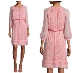 Diane Von Furstenberg Dress Parry Silk Blouson Coral Pink Size 8